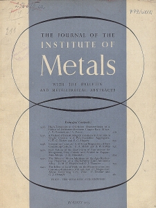 The Journal of the Institute of Metals and Metallurgical Abstracts, January 1953