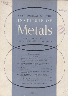 The Journal of the Institute of Metals and Metallurgical Abstracts, April 1953