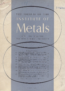 The Journal of the Institute of Metals and Metallurgical Abstracts, August 1953