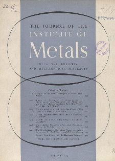 The Journal of the Institute of Metals and Metallurgical Abstracts, February 1953