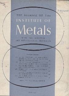 The Journal of the Institute of Metals and Metallurgical Abstracts, June 1953