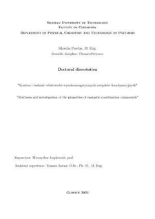 Recenzja rozprawy doktorskiej mgr inż. Klaudii Pawlus pt. Synthesis and investigation of the properties of energetic coordination compounds