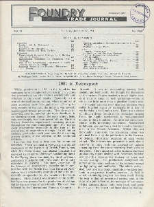 Foundry Trade Journal : with which is incorporated the iron and steel trades journal, Vol. 91, No. 1843