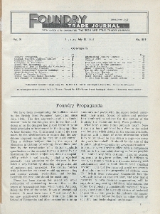 Foundry Trade Journal : with which is incorporated the iron and steel trades journal, Vol. 91, No. 1819