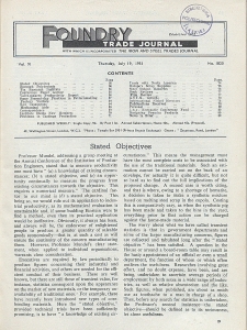 Foundry Trade Journal : with which is incorporated the iron and steel trades journal, Vol. 91, No. 1820