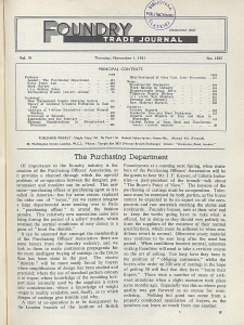 Foundry Trade Journal : with which is incorporated the iron and steel trades journal, Vol. 91, No. 1835