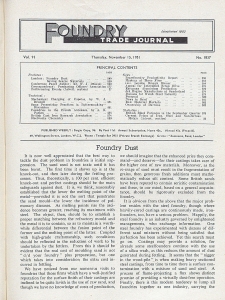 Foundry Trade Journal : with which is incorporated the iron and steel trades journal, Vol. 91, No. 1837