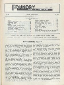 Foundry Trade Journal : with which is incorporated the iron and steel trades journal, Vol. 91, No. 1831