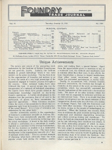 Foundry Trade Journal : with which is incorporated the iron and steel trades journal, Vol. 91, No. 1834