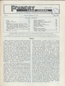 Foundry Trade Journal : with which is incorporated the iron and steel trades journal, Vol. 91, No. 1828