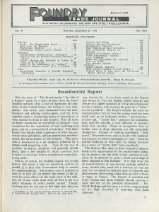 Foundry Trade Journal : with which is incorporated the iron and steel trades journal, Vol. 91, No. 1830