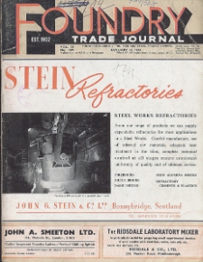 Foundry Trade Journal : with which is incorporated the iron and steel trades journal, Vol. 94, No. 1899