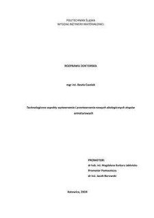 Recenzja rozprawy doktorskiej mgr inż. Beaty Cwolek pt.Technologiczne aspekty wytwarzania i przetwarzania nowych ekologicznych stopów armaturowych