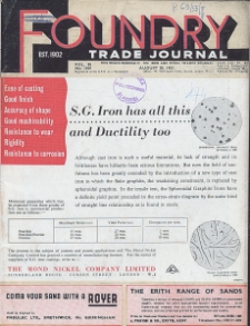 Foundry Trade Journal : with which is incorporated the iron and steel trades journal, Vol. 95, No. 1929