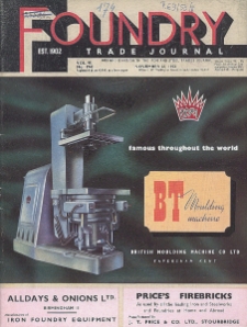 Foundry Trade Journal : with which is incorporated the iron and steel trades journal, Vol. 95, No. 1943