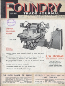 Foundry Trade Journal : with which is incorporated the iron and steel trades journal, Vol. 95, No. 1947