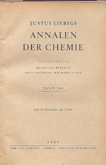 Justus Liebigs Annalen der Chemie. Band 563. Inhalt