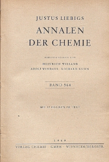 Justus Liebigs Annalen der Chemie. Band 564. Inhalt