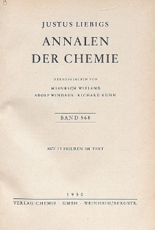 Justus Liebigs Annalen der Chemie. Band 568. Inhalt