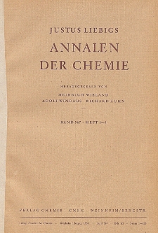 Justus Liebigs Annalen der Chemie. Band 567. Inhalt