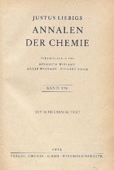 Justus Liebigs Annalen der Chemie. Band 576. Inhalt