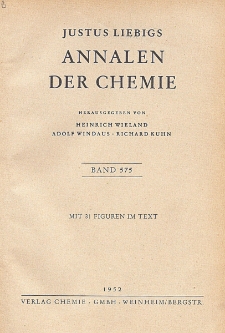 Justus Liebigs Annalen der Chemie. Band 575. Inhalt