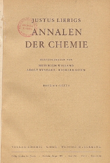 Justus Liebigs Annalen der Chemie. Band 574. Heft 1