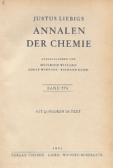 Justus Liebigs Annalen der Chemie. Band 574. Inhalt