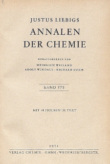 Justus Liebigs Annalen der Chemie. Band 573. Inhalt