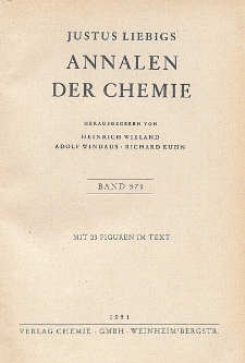 Justus Liebigs Annalen der Chemie. Band 571. Inhalt