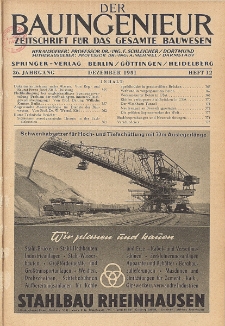 Der Bauingenieur : Zeitschrift für das gesamte Bauwesen, Jg. 26, Heft 12