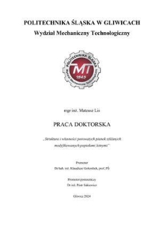 Recenzja rozprawy doktorskiej mgra inż. Mateusza Lisa pt. Struktura i własności porowatych pianek szklanych modyfikowanych popiołami lotnymi