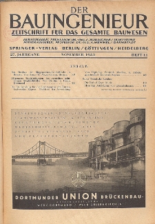 Der Bauingenieur : Zeitschrift für das gesamte Bauwesen, Jg. 27, Heft 11