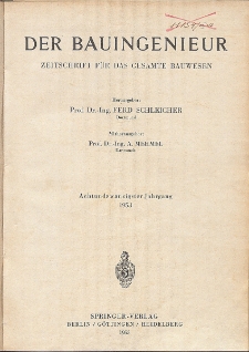 Der Bauingenieur : Zeitschrift für das gesamte Bauwesen, Jg. 28, Inhalt