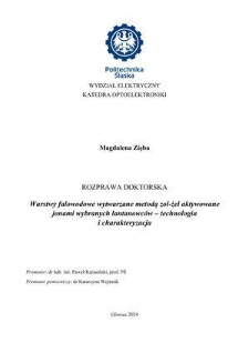 Warstwy falowodowe wytwarzane metodą zol-żel aktywowane jonami wybranych lantanowców – technologia i charakteryzacja