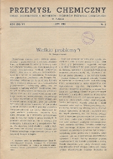 Przemysł Chemiczny. Organ Chemicznego Instytutu Badawczego i Polskiego Towarzystwa Chemicznego. Rocznik (30) VII. Nr 2