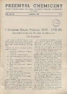 Przemysł Chemiczny. Organ Chemicznego Instytutu Badawczego i Polskiego Towarzystwa Chemicznego. Rocznik (30) VII. Nr 6