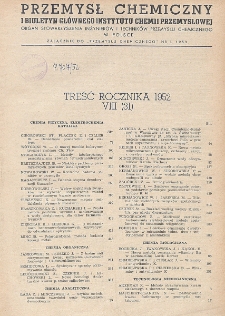 Przemysł Chemiczny. Organ Chemicznego Instytutu Badawczego i Polskiego Towarzystwa Chemicznego. Treść rocznika 1952