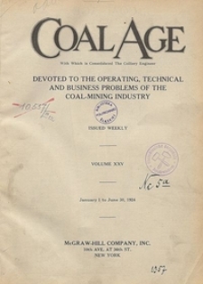 Coal Age : devoted to the operating, technical and business problems of the coal-mining industry, Vol. 28, No. 3
