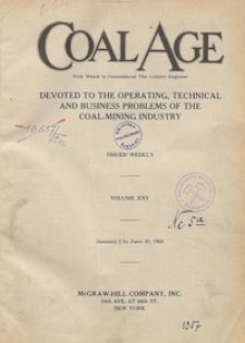 Coal Age : devoted to the operating, technical and business problems of the coal-mining industry, Vol. 26, No. 3