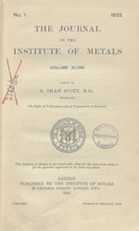The Journal of the Institute of Metals, Vol. 51, No. 1