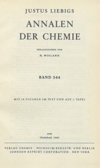 Justus Liebigs Annalen der Chemie. Band 544